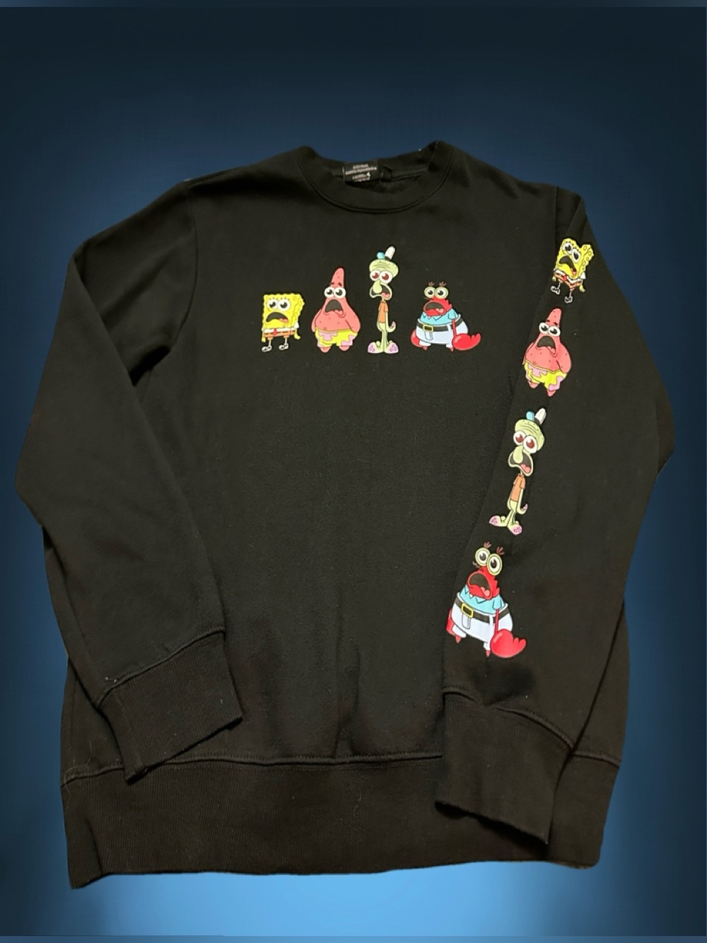 Nickelodeon Black SpongeBob Crewneck Sweatshirt with Colorful Character Graphic